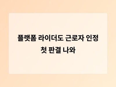 플랫폼 라이더도 근로자 인정 첫 판결 나와